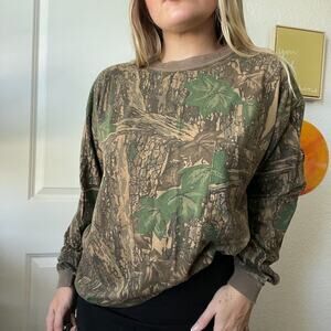 Vintage Ace Sportswear Trebark Chunky Print Camo long Sleeve Sz XL